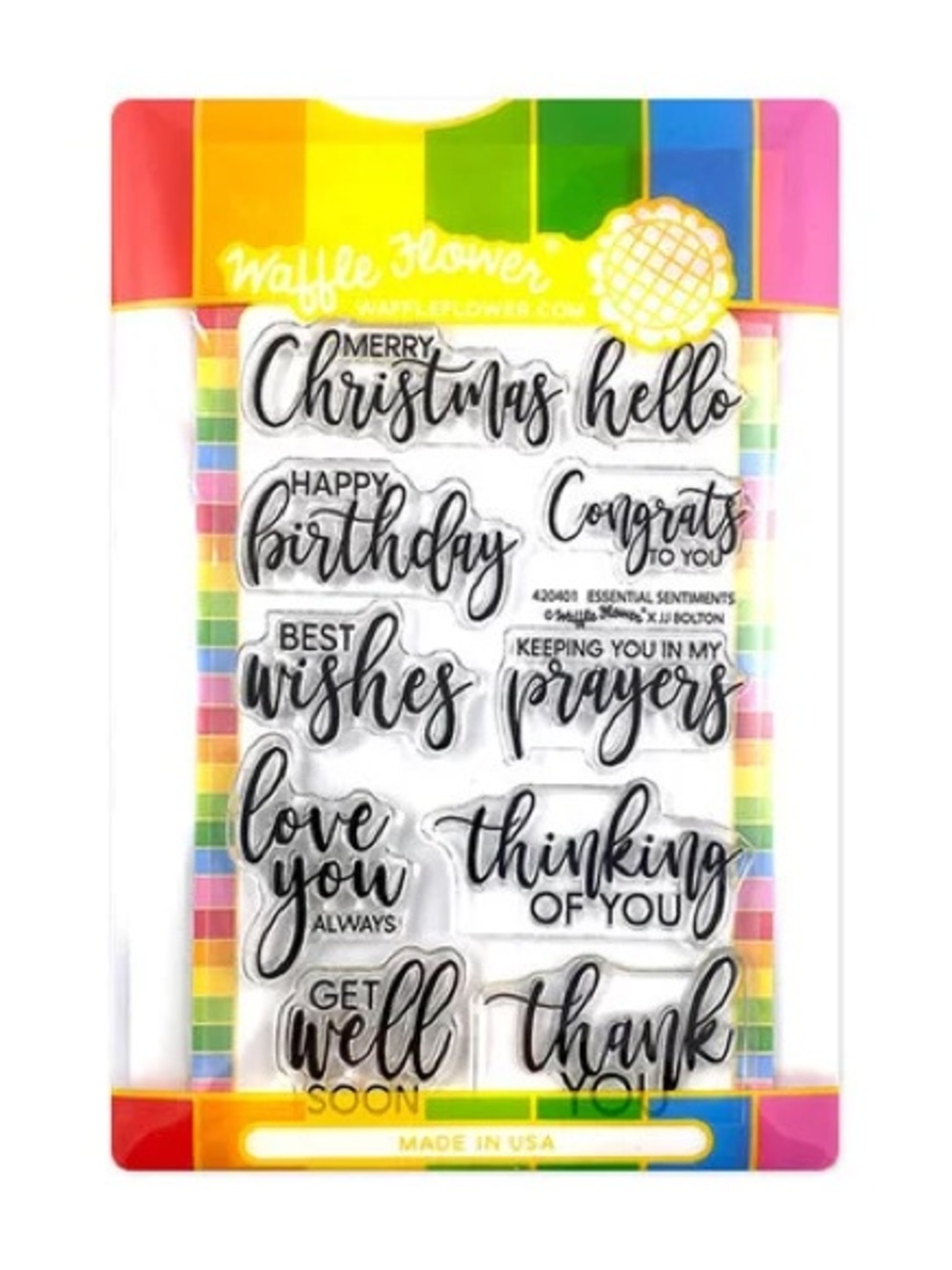 Waffle Flower Essential Sentiments Stamp and Die Set - Script Words